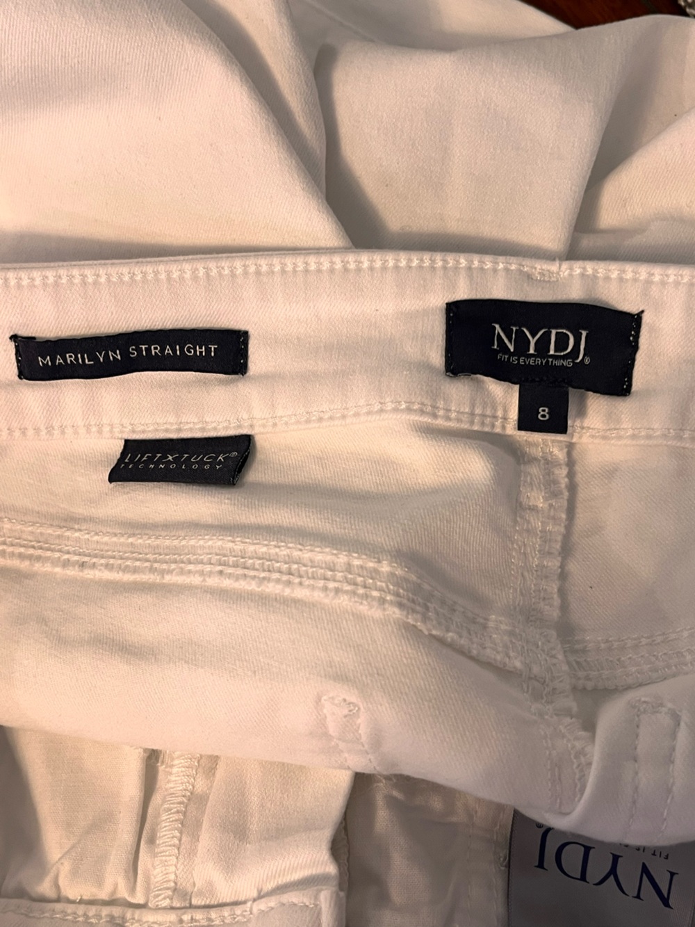 NYDJ | Marilyn Straight white denim jeans pants Women’s size 8 lift tuck EUC - Picture 5 of 8